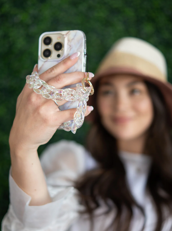 Clear Holographic Phone Charm Wristlet