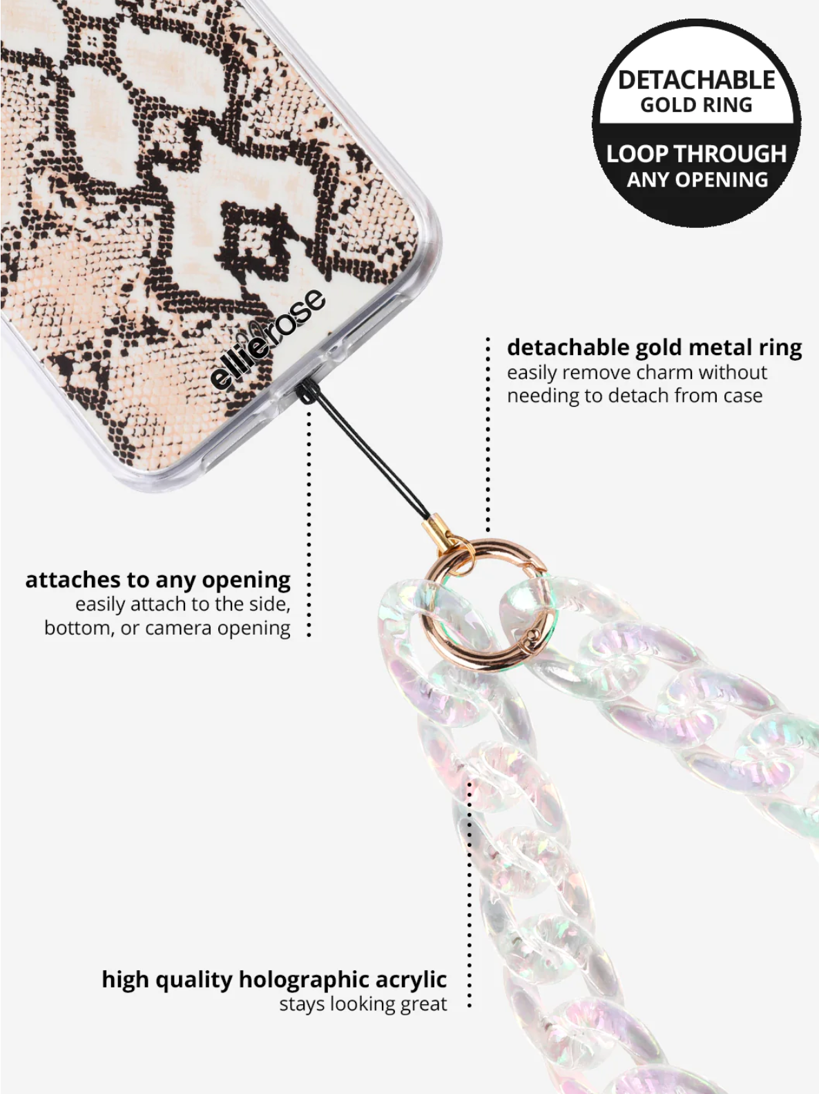 Clear Holographic Phone Charm Wristlet