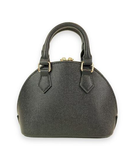 Load image into Gallery viewer, Pearl Studs Black Leather Satchel Bag
