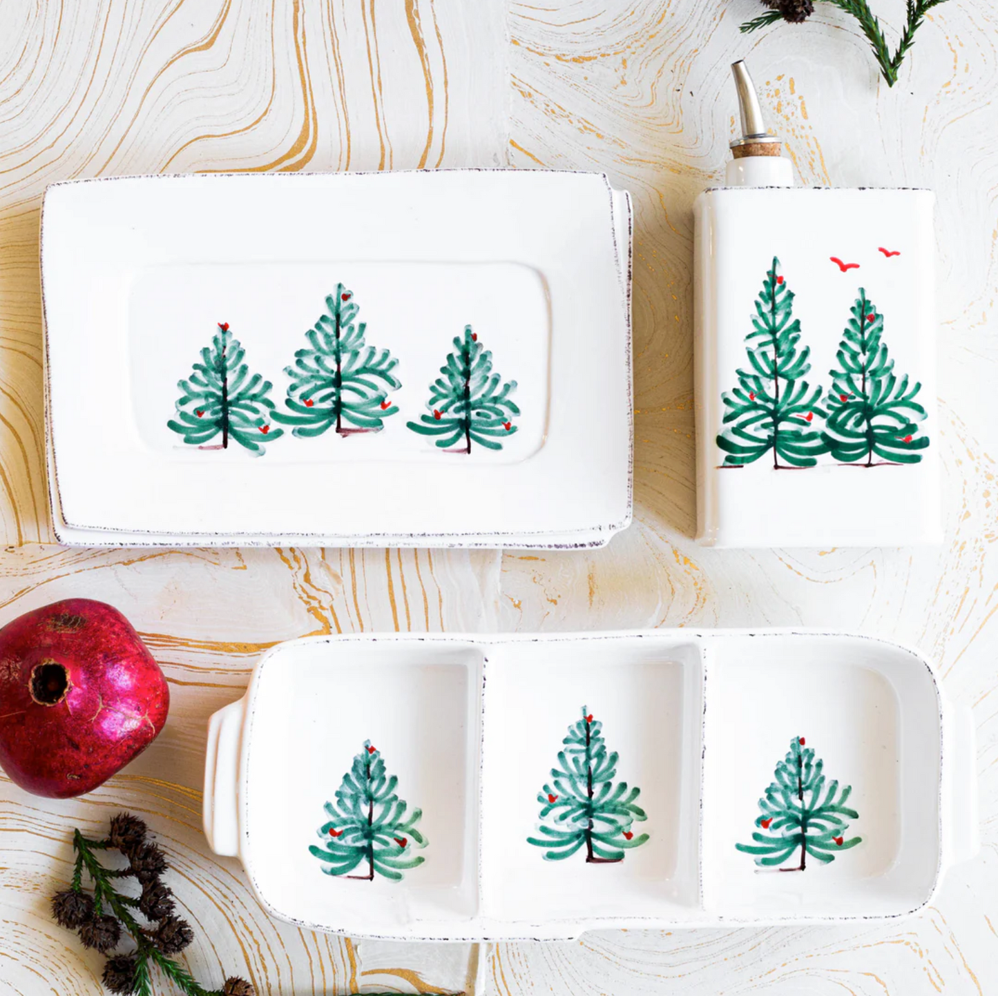 Melamine Lastra Holiday Tree Three Part Server