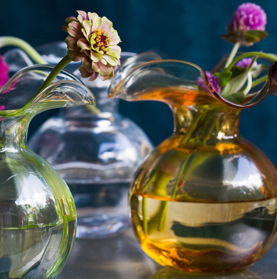Hibiscus Amber Small Fluted Vase