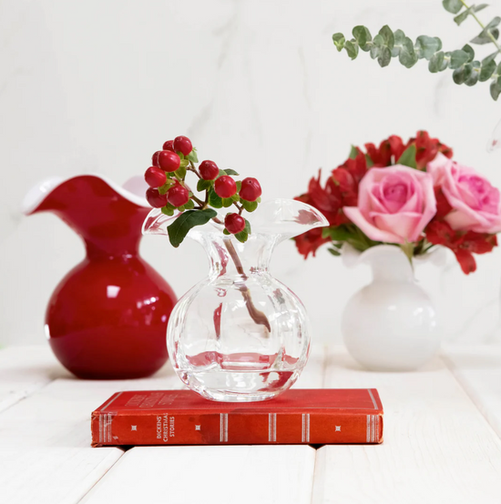 Load image into Gallery viewer, Hibiscus Clear Small Fluted Vase

