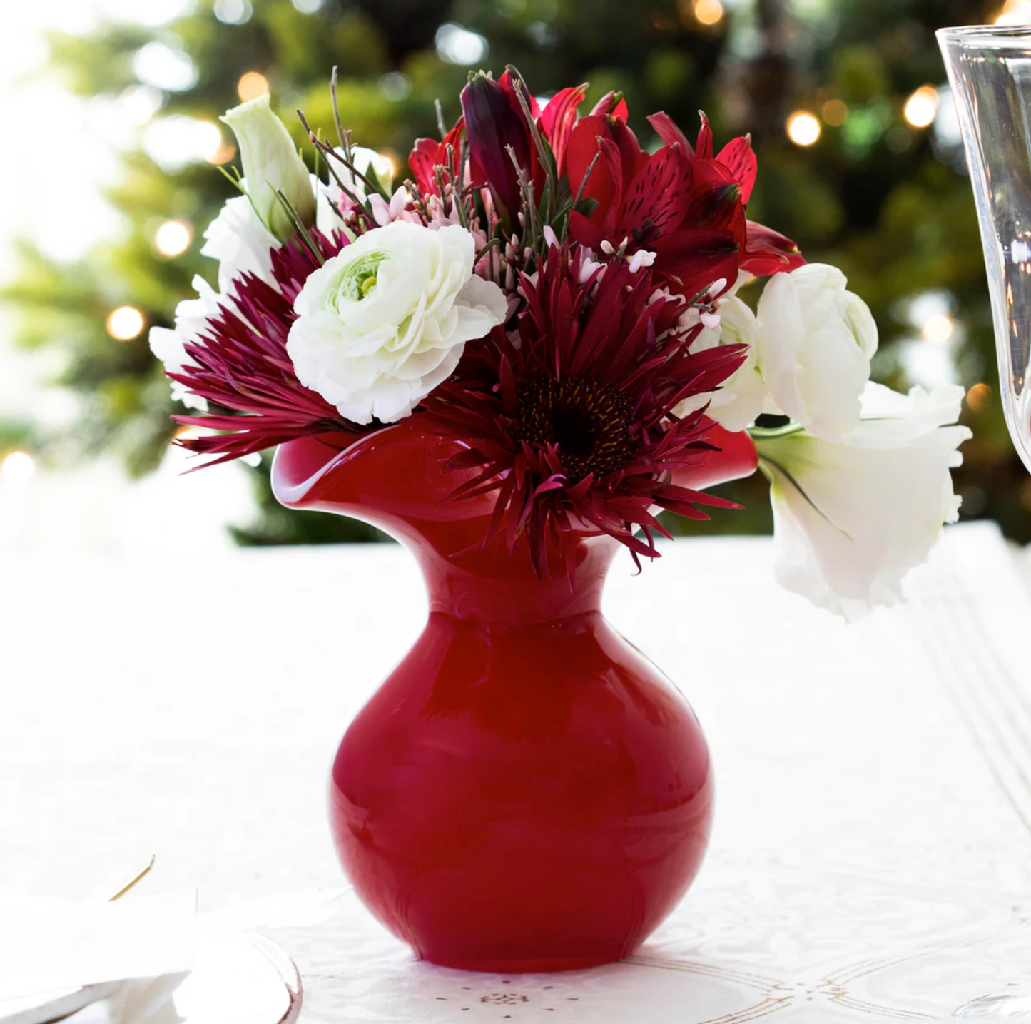 Hibiscus Glass Red Small Bud Vase