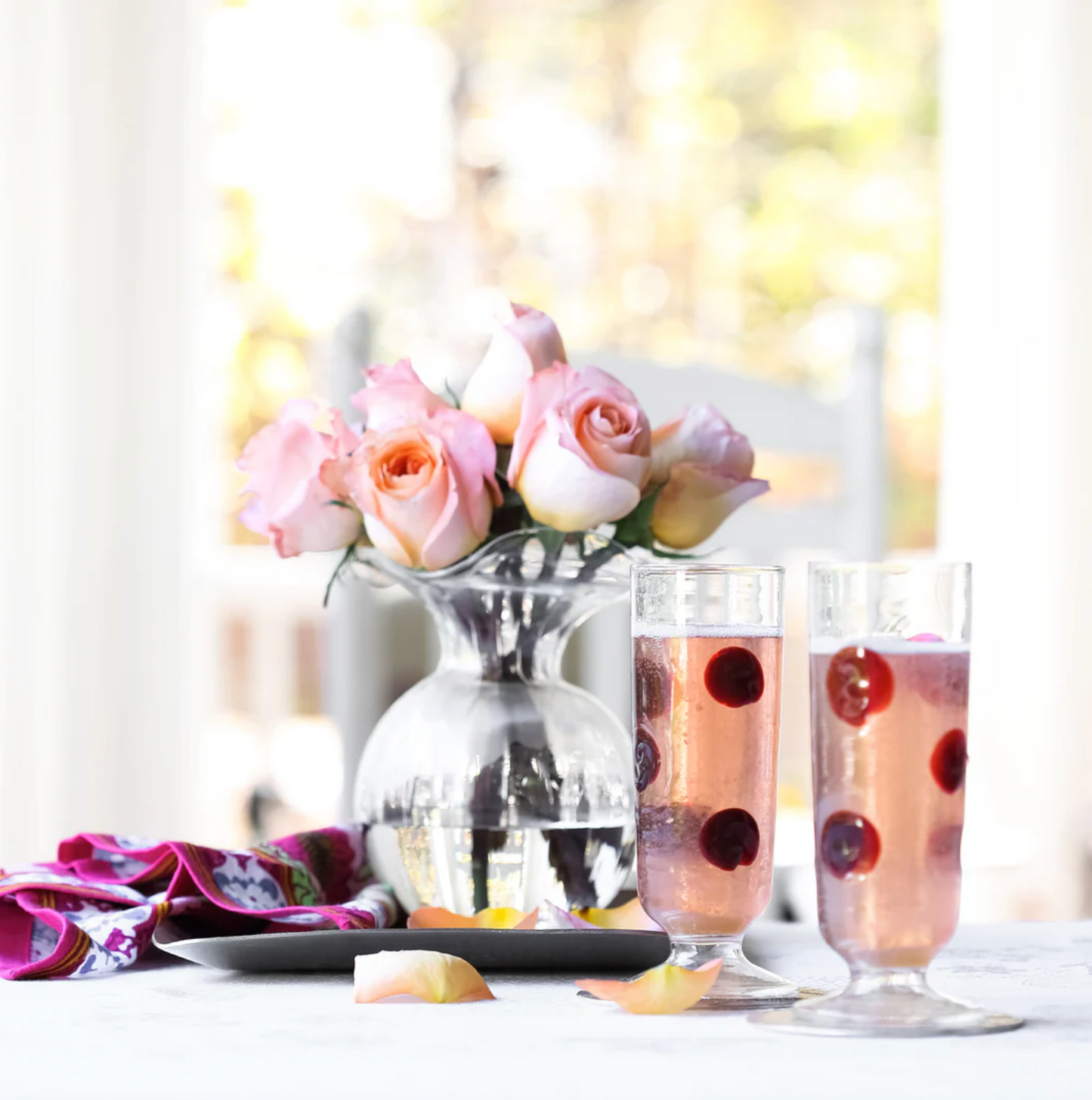 Fluted Hibiscus Glass Clear Small Vase