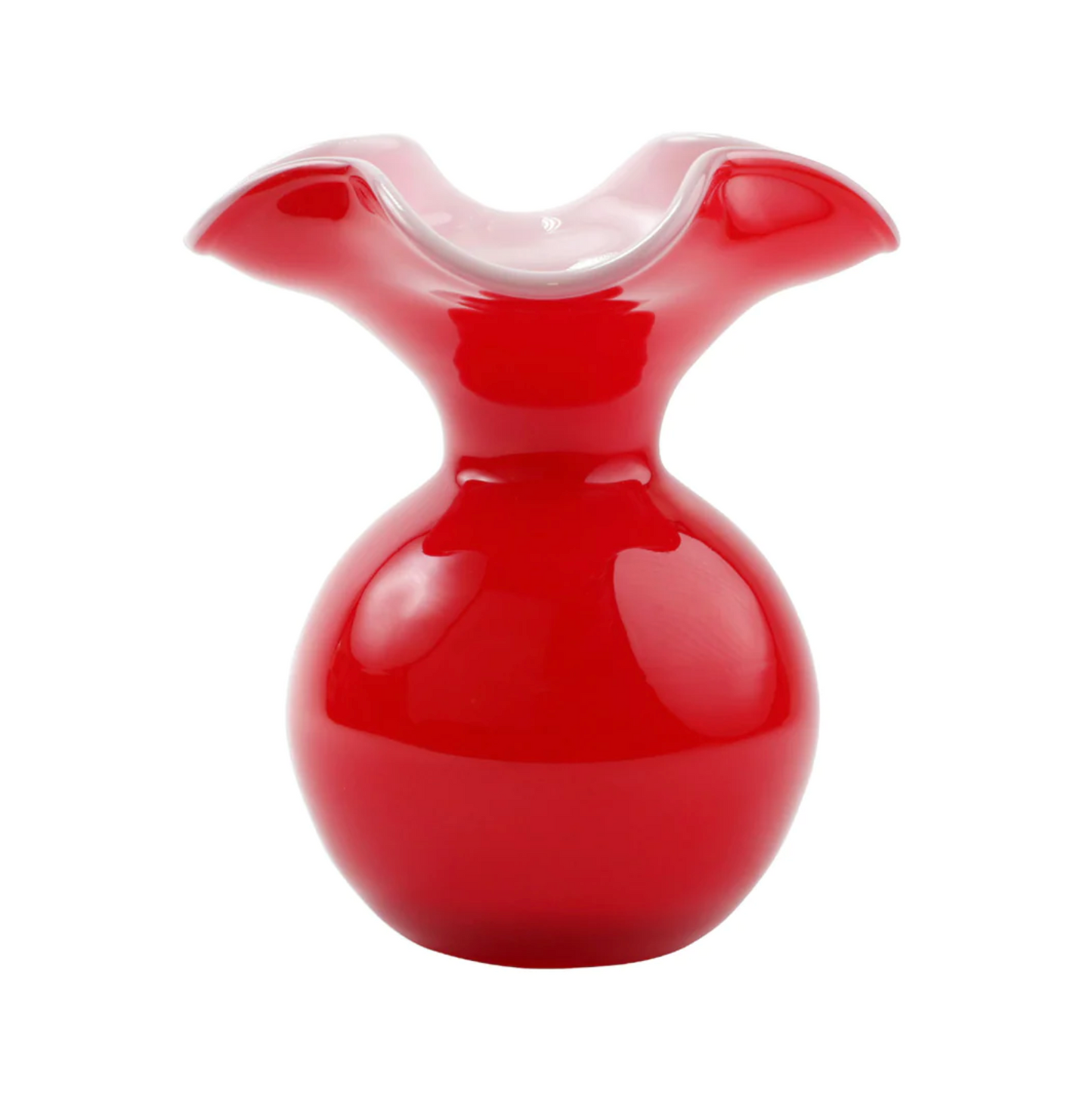 Hibiscus Glass Red Small Fluted Vase