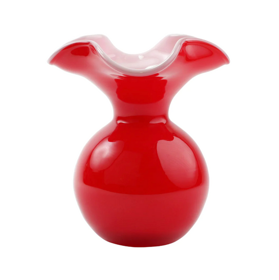 Hibiscus Glass Red Small Fluted Vase