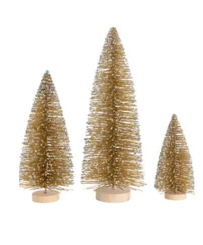Gold Glitter Bristle Trees