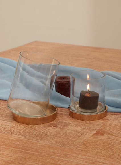 Votive Holder with Brass Base