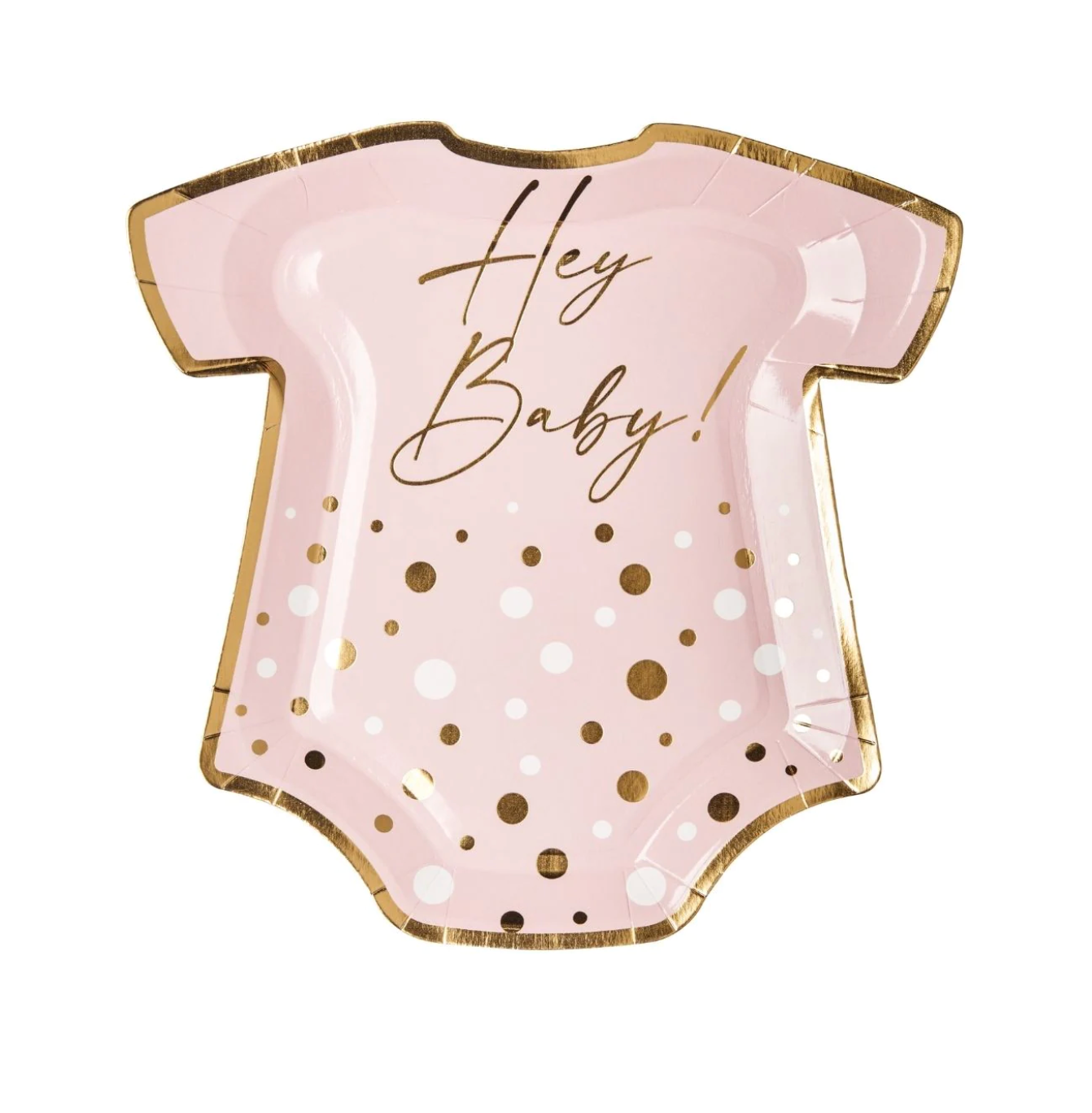 Onesie Die Cut Salad Plate Hey Baby Pink - 8pkg