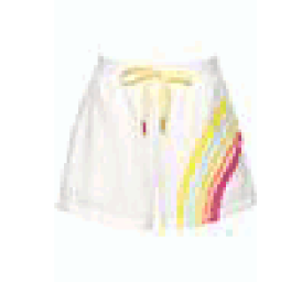 White Multi Print Rainbow Print Shorts