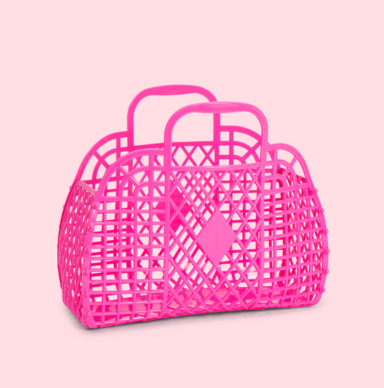 Load image into Gallery viewer, Berry Pink Small Retro Basket
