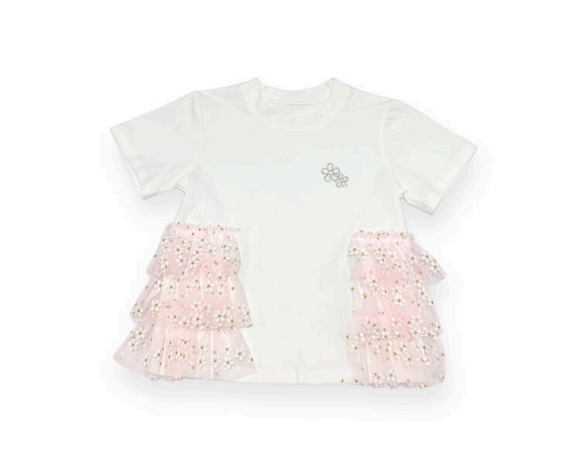 Daisy Mesh Side Trim Tee