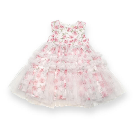 Mesh Tiered Rose Dress