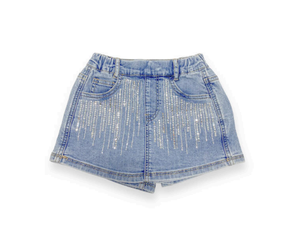 Silver Ombre Stone Denim Skirt