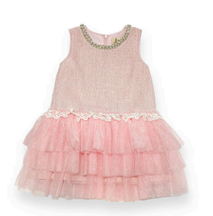 Sleeveless Tweed Tulle Dress