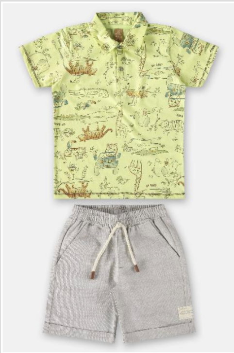 Zoo Party Jersey Polo Shirt & Bermuda Short Set