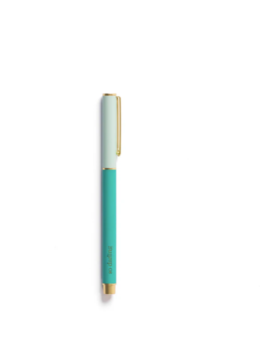 Teal Colorblock Snap Cap Pen