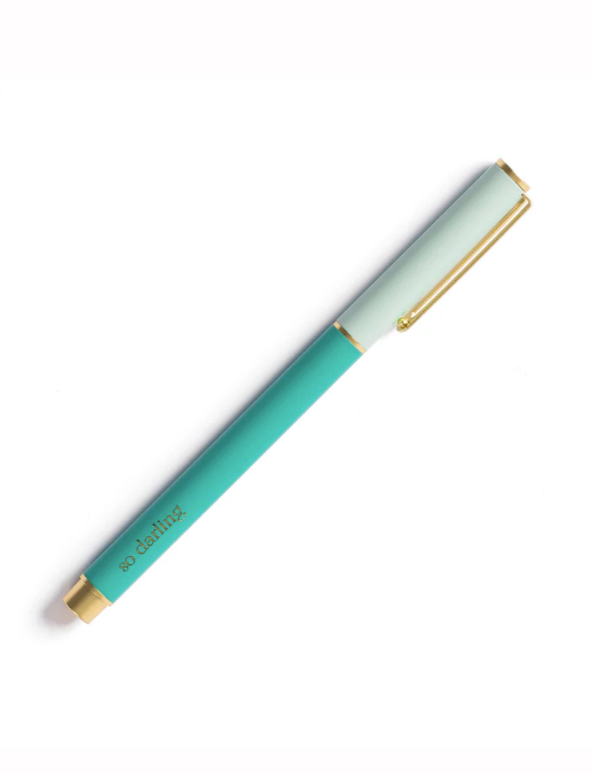 Teal Colorblock Snap Cap Pen