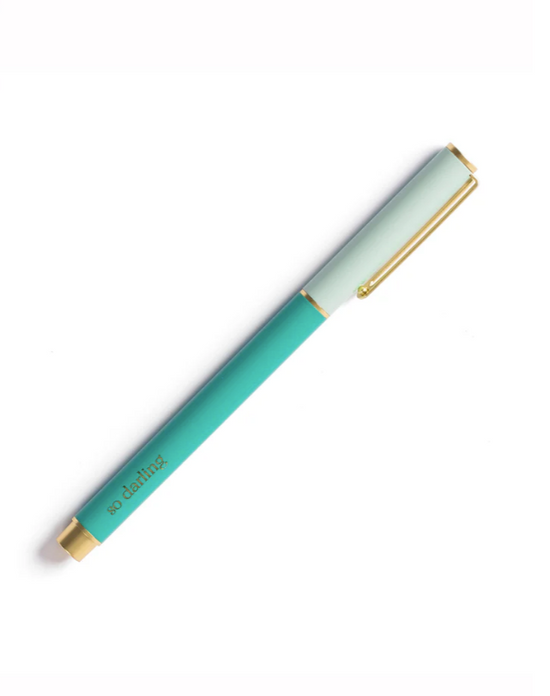 Teal Colorblock Snap Cap Pen