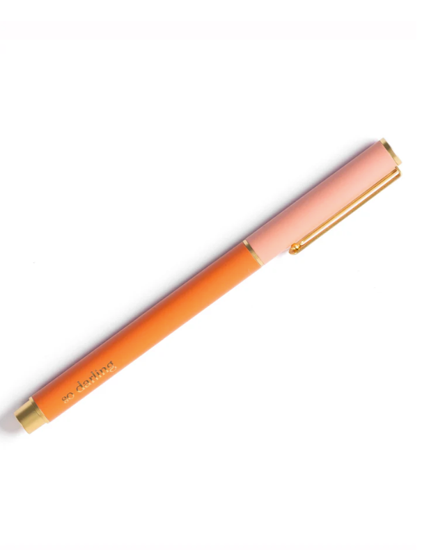 Coral Colorblock Snap Cap Pen
