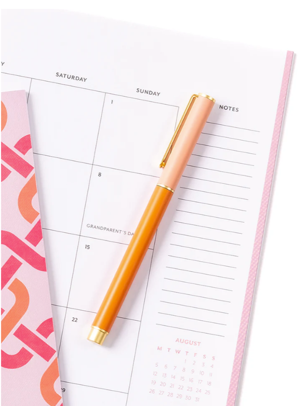 Coral Colorblock Snap Cap Pen