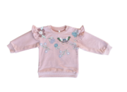 Misty Rose Butterfly Ruffle Sweatshirt