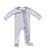 Lavender Checkered Footie Romper