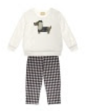 White Puppy shirt W/ Black and White Pants