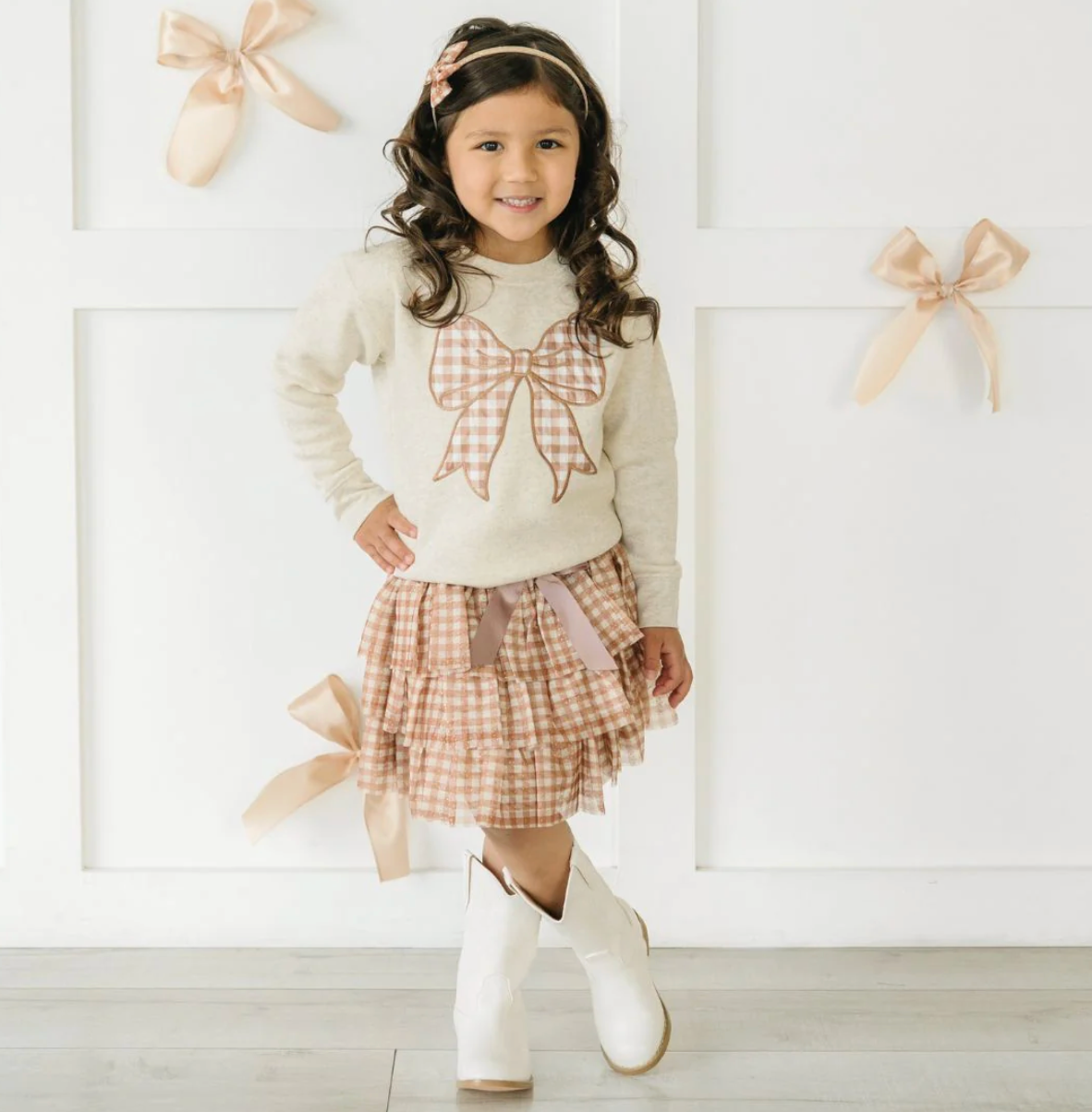 Gingham Printed Tulle Tiered Tutu