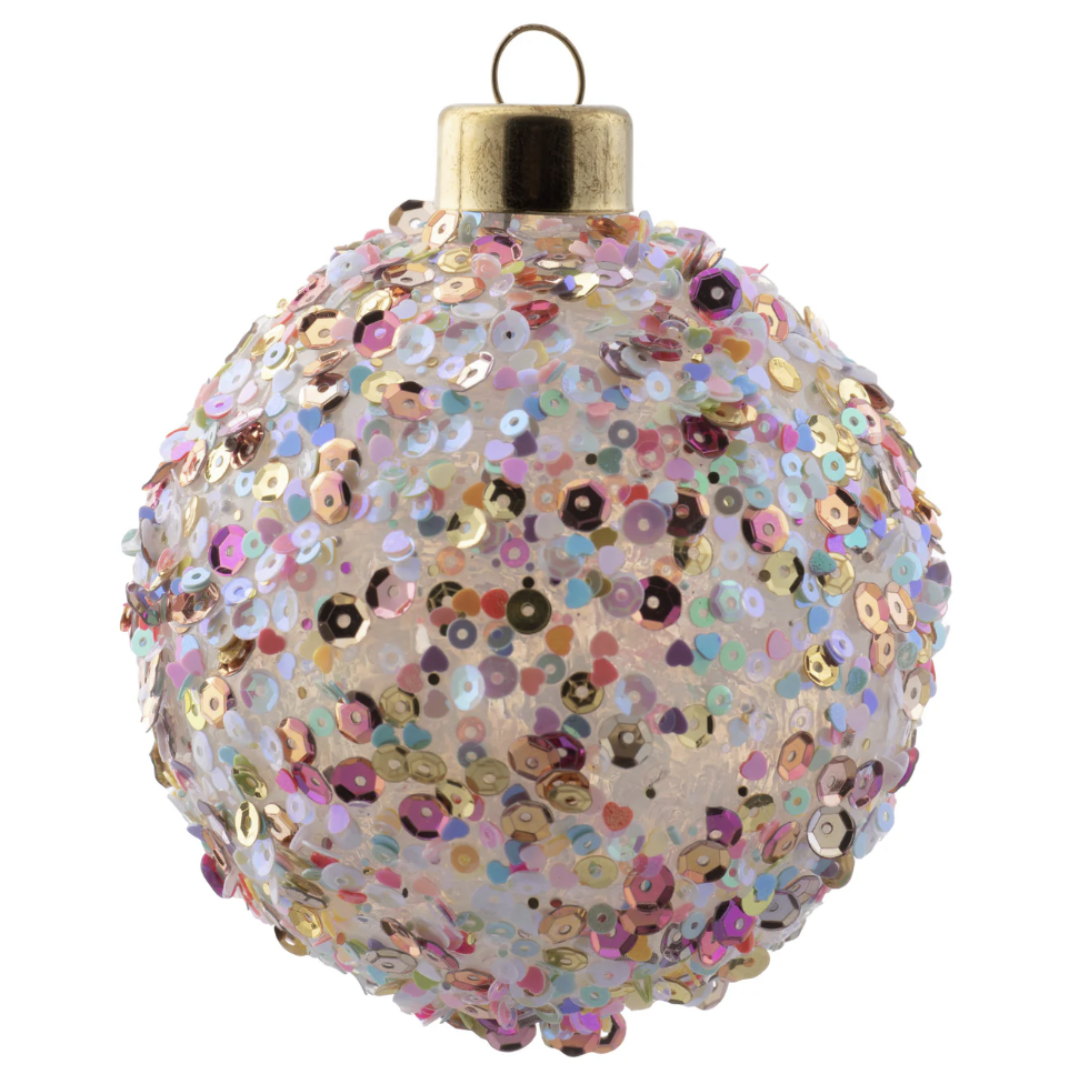 Sequin Confetti Glass Ball Ornament Multicolor