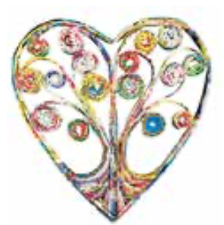 Recycled Newspaper Hanging Tree Heart Ornament