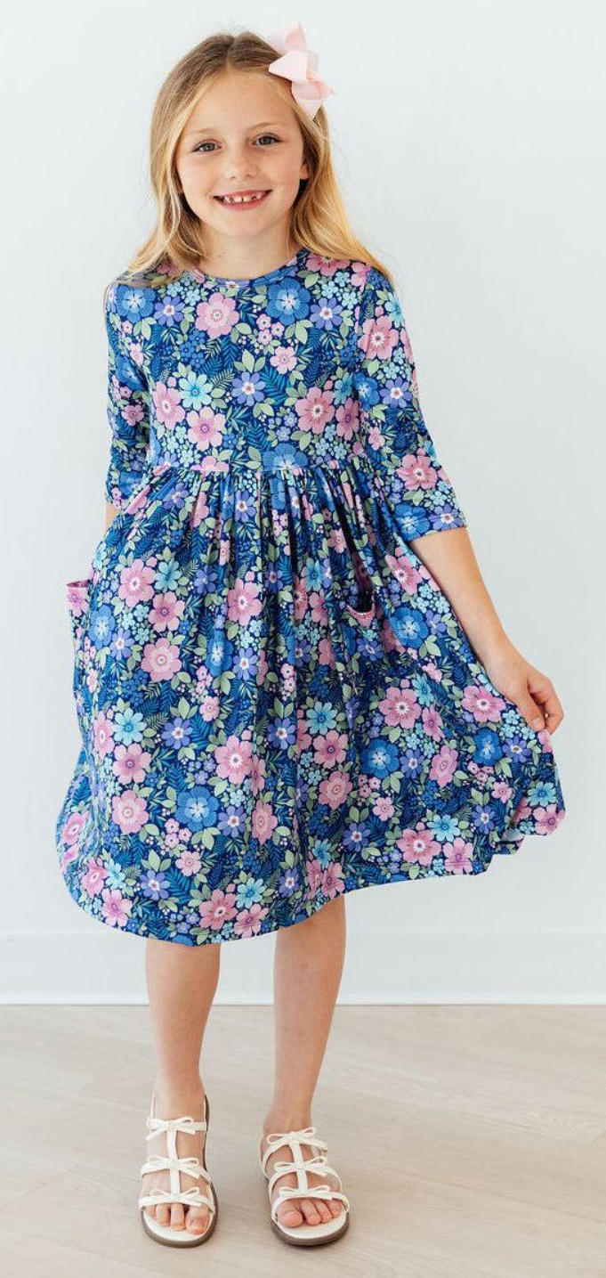 Whimsy 3/4 Sleeve Pocket Twirl Dress