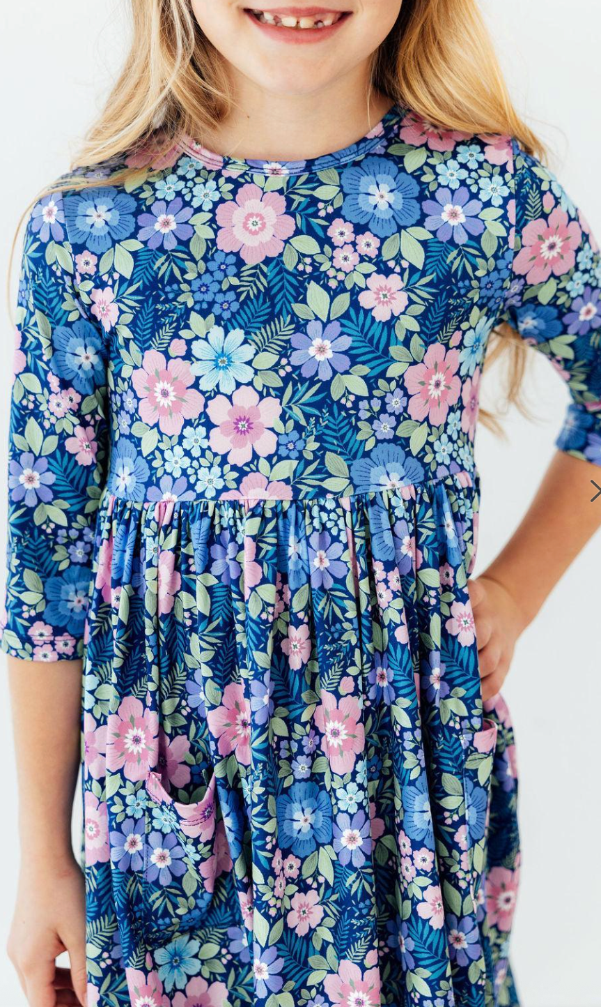 Whimsy 3/4 Sleeve Pocket Twirl Dress