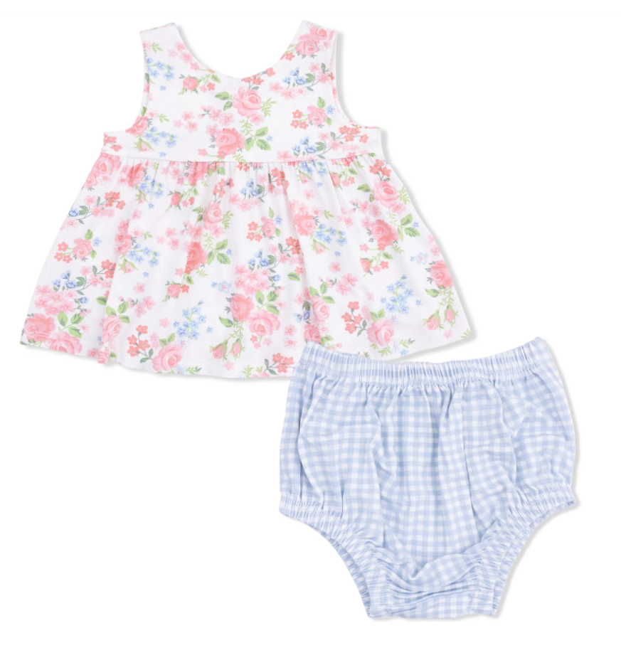 Cute Little Roses-Infant Dress w/Bow and Bloomer