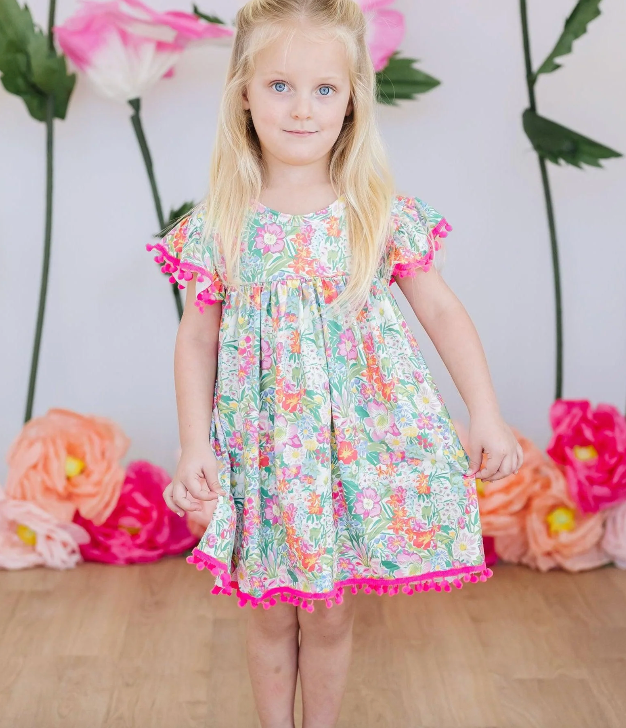 Preppy Petals Pom Pom Dress