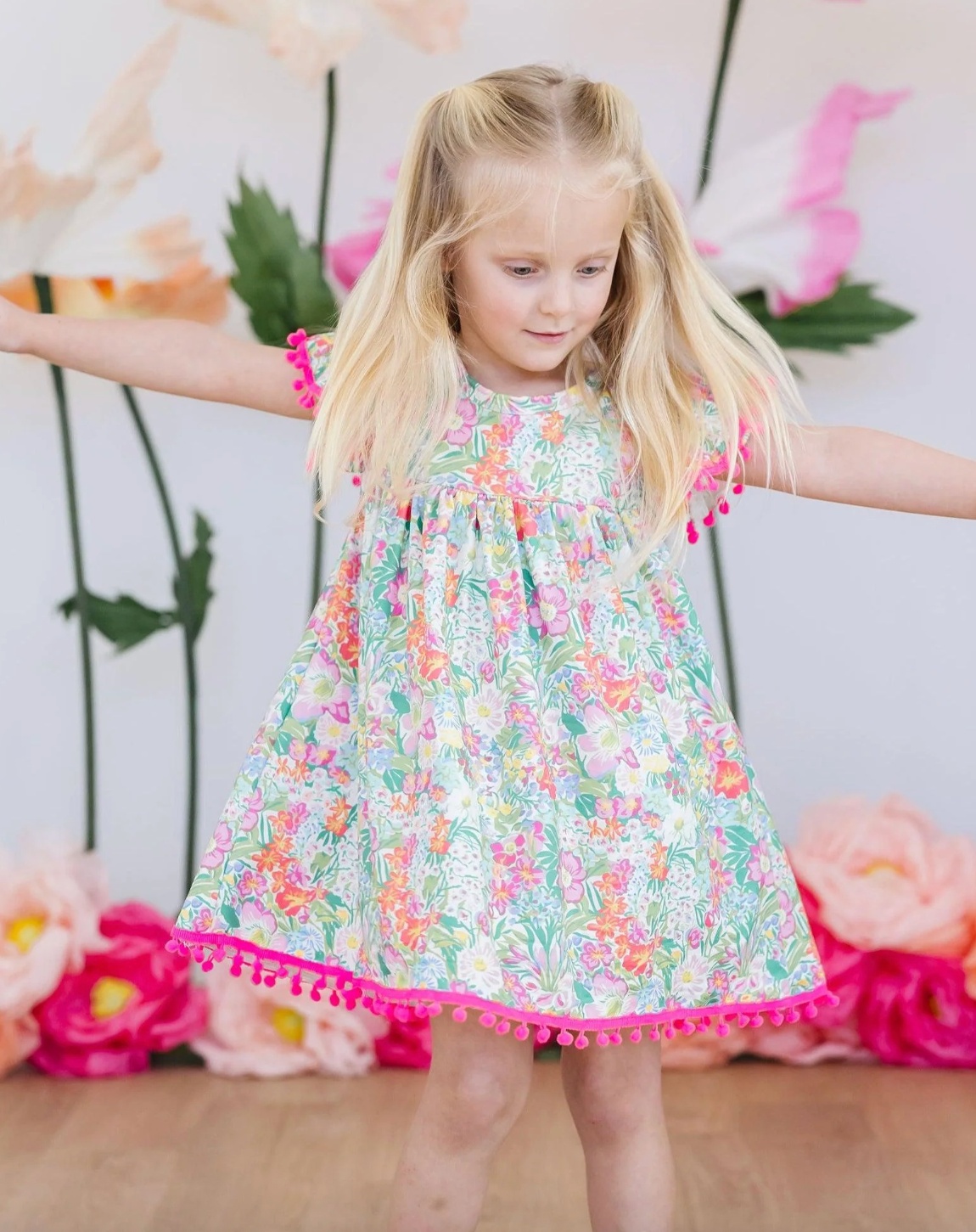 Preppy Petals Pom Pom Dress