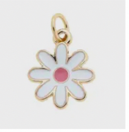 Enamel Flower Charm In White