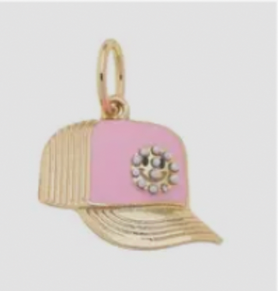 Smiley Face Trucker Hat Charm in Light Pink