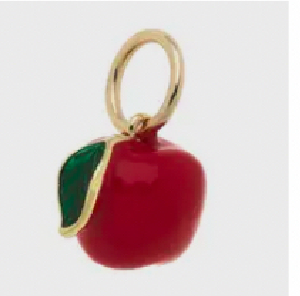 Apple Enamel Charm in red