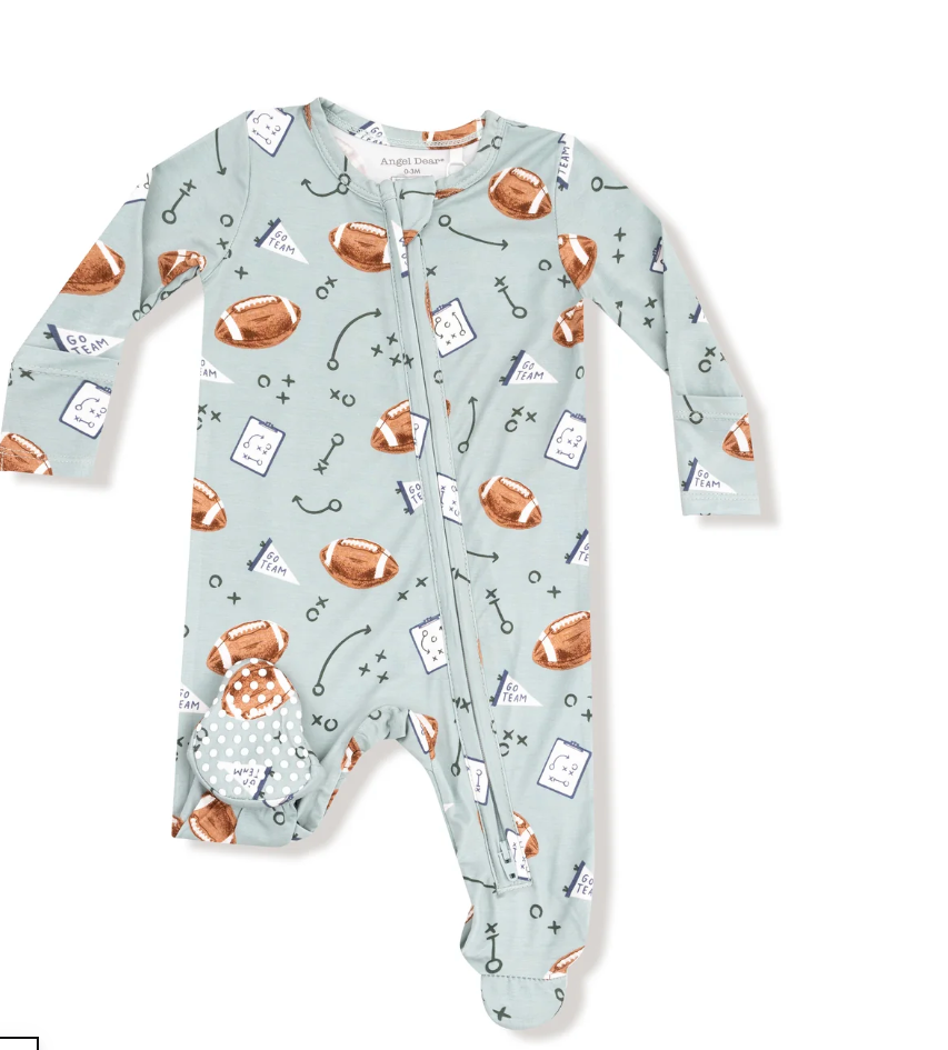 Touchdown Time - Grey Mist - 2 Way Zipper Footie