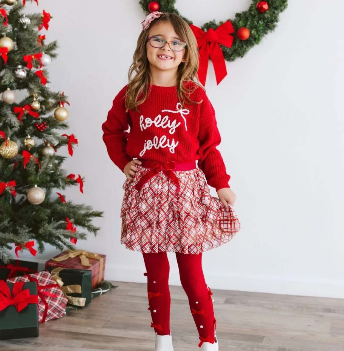 Christmas Plaid Layered Bow Clip