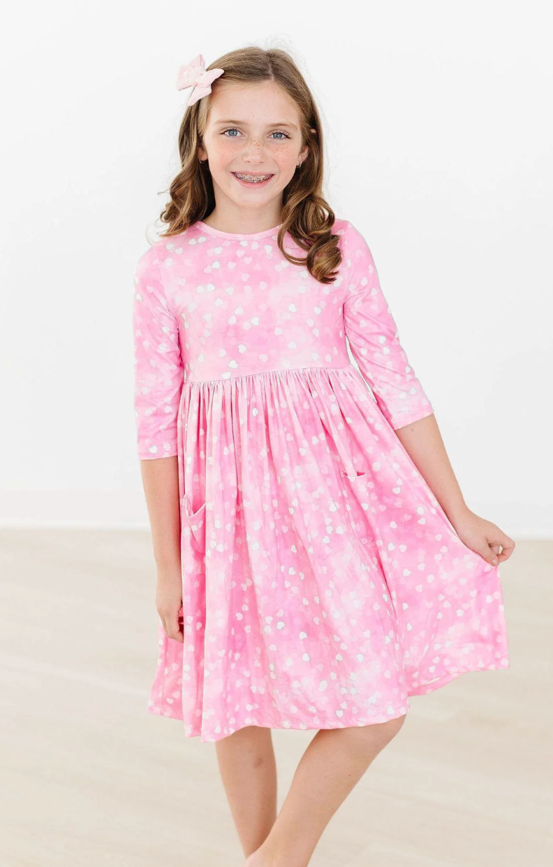 Shine Bright 3/4 Sleeve Pocket Twirl Dress 