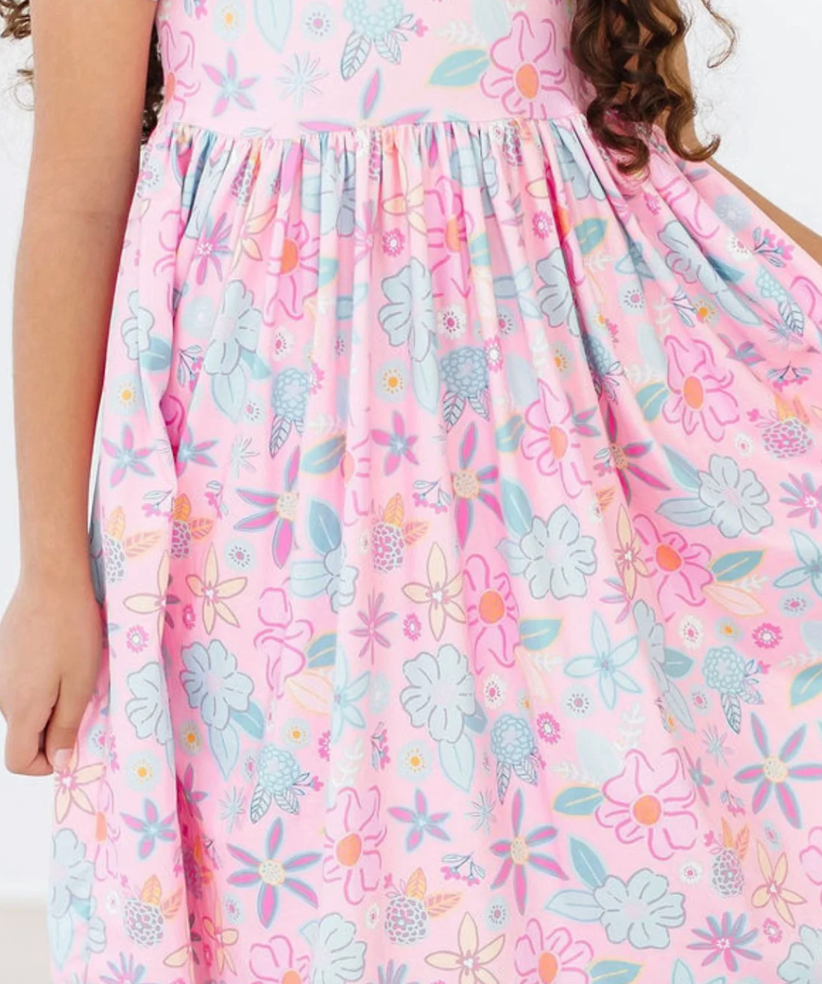 Beachy Blooms Flutter Sleeve Twirl Dress