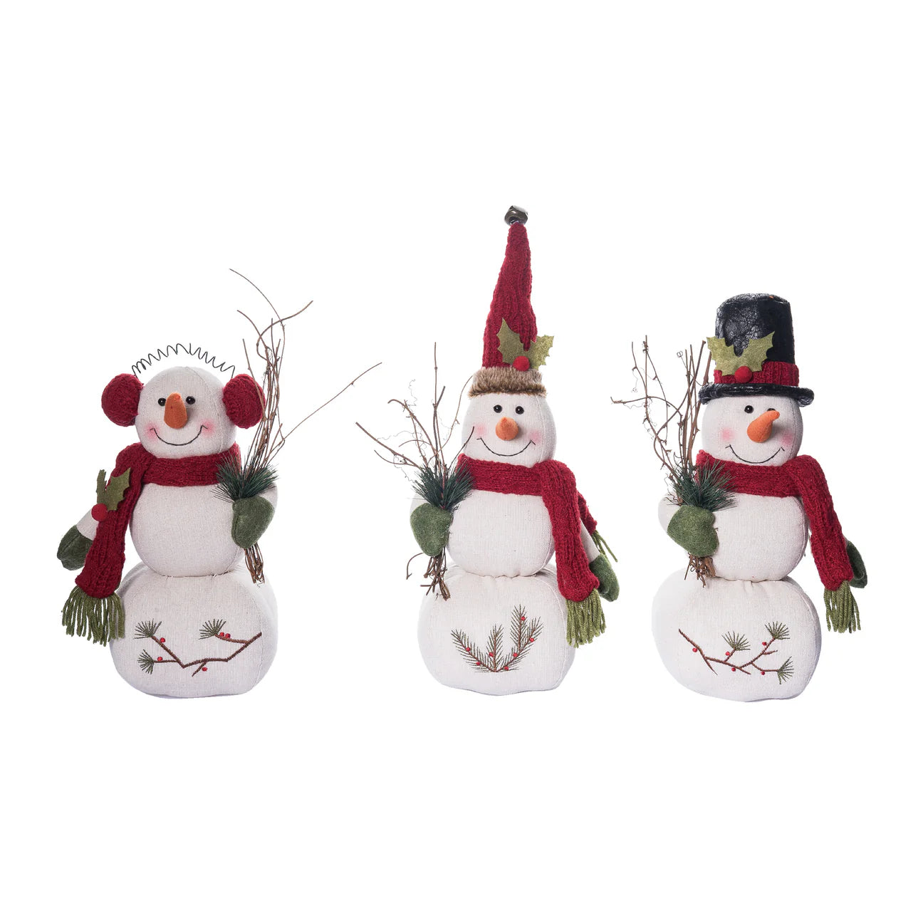 Fabric Embroidered Snowmen