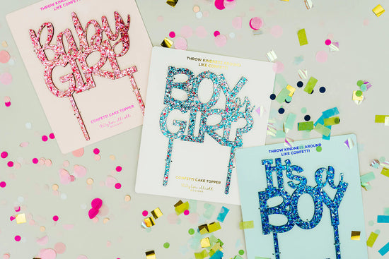 Load image into Gallery viewer, It&amp;#39;s a Boy Glittery Cake Topper
