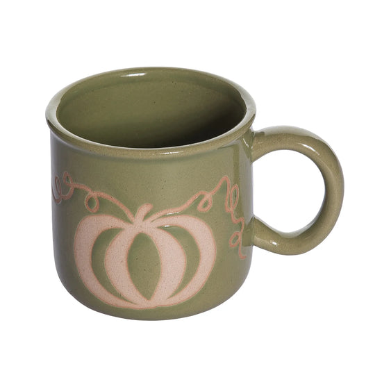 Sage Ceramic Mug with Debossed Pumpkin