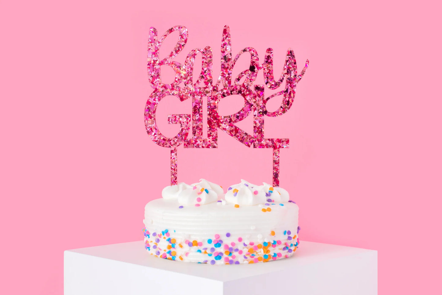 It's a Girl Glittery Glam Cake Topper