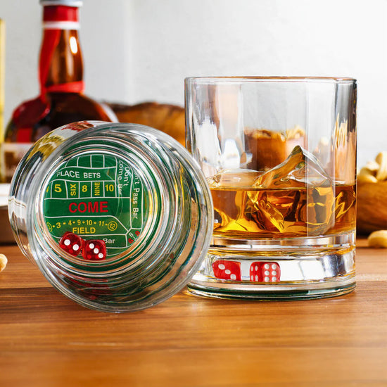 Load image into Gallery viewer, Set/2 Craps Shoot Double Old Fashion Glasses Set
