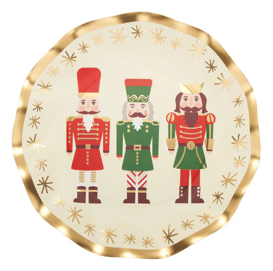Nutcracker Wavy Salad Plates with Foil Set/8