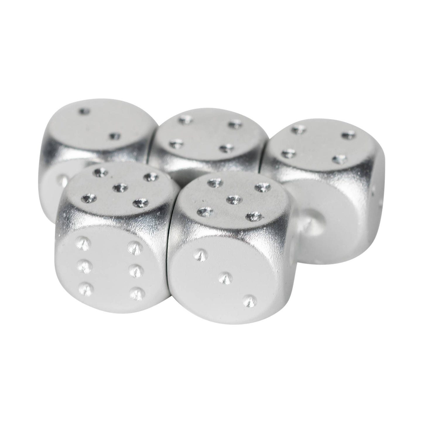 Men's Brushed Stainless Dice Set: Silver
